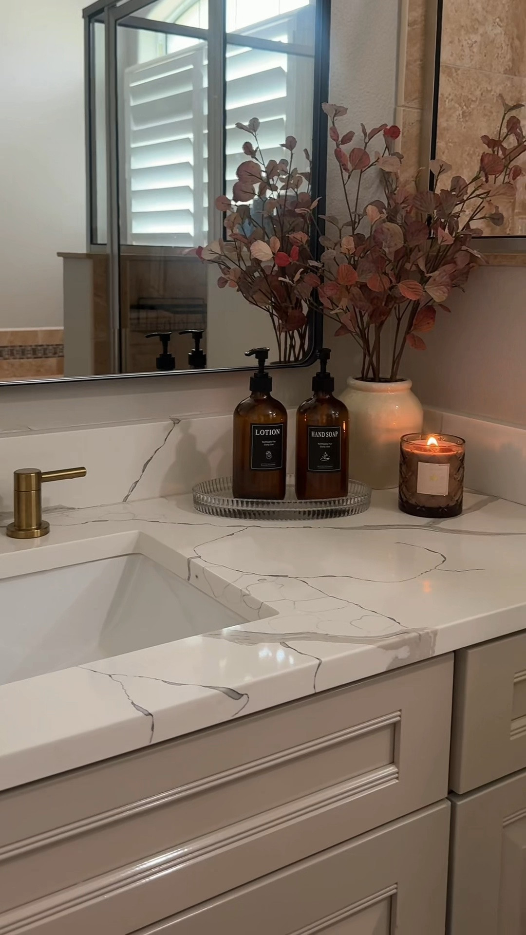 Such a simple little bathroom upgrade, but I love how much better these look! 🤎 The amber glass bottles make everything feel so much more put together.

#TBWIND #AmazonFinds #BathroomDetails #BathroomFinds #HomeDecor