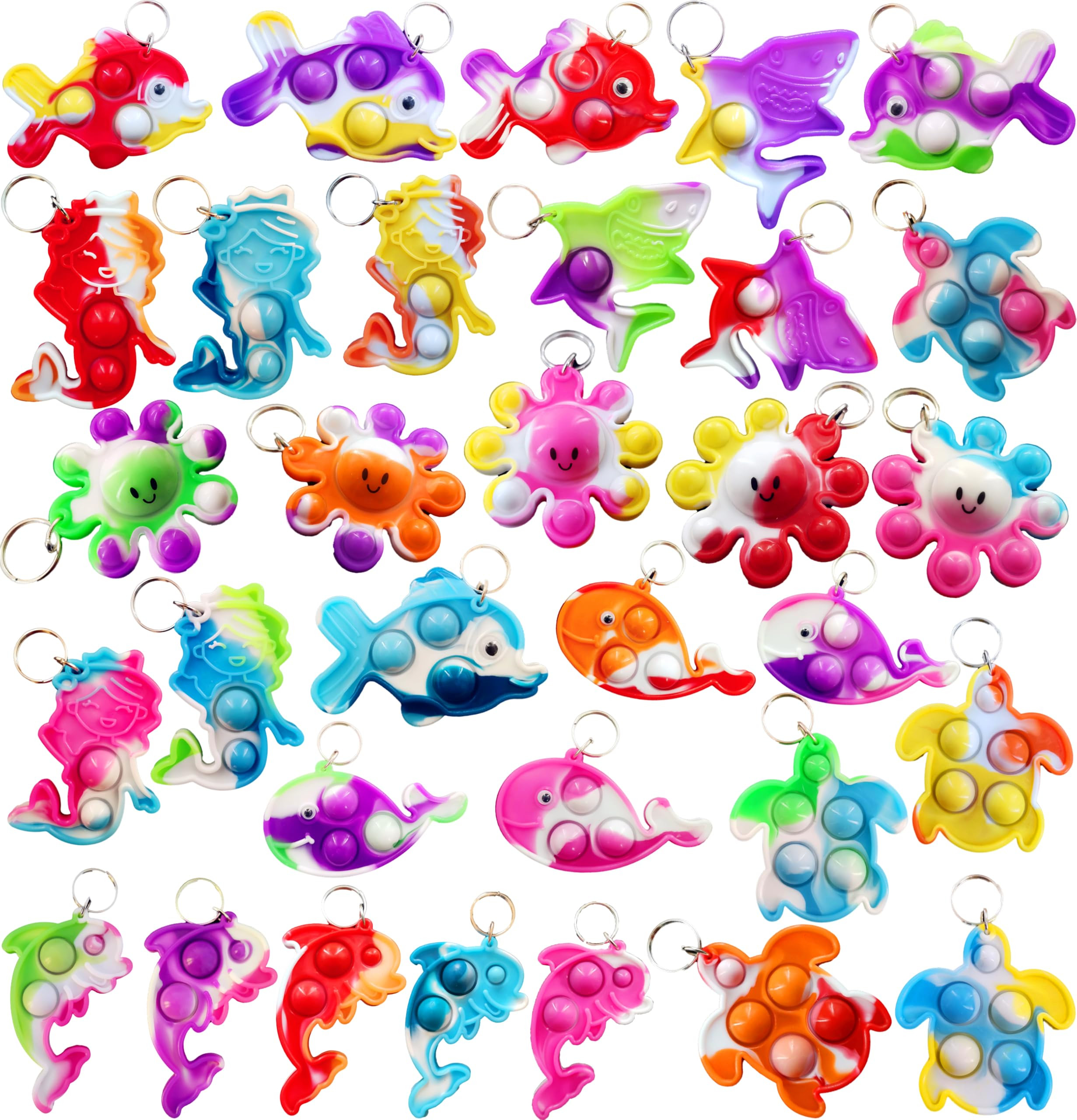 30 Packs Bulk Fidget Bubble Bulk Mini Pop Ocean Aniamls shape Keychain , Holiday Party Favors Sup... | Amazon (US)