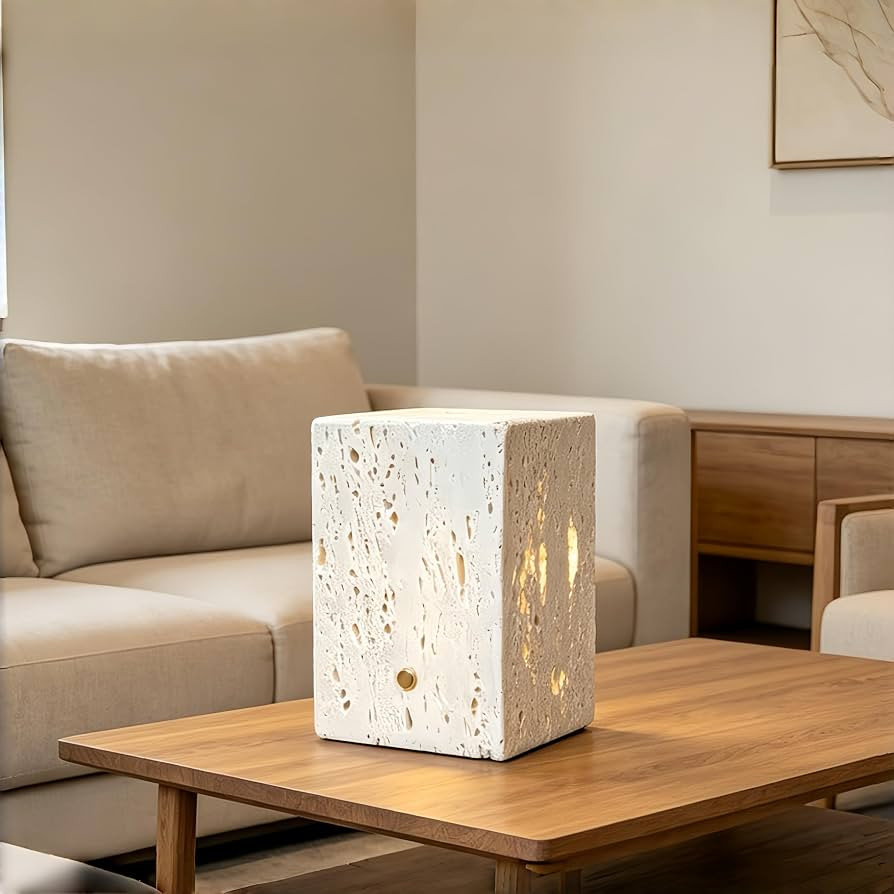 Marble Lamp Touch Light, Natural Travertine Stone Lamp, Rechargeable 3-Color Dimmable Bedside Nig... | Amazon (US)