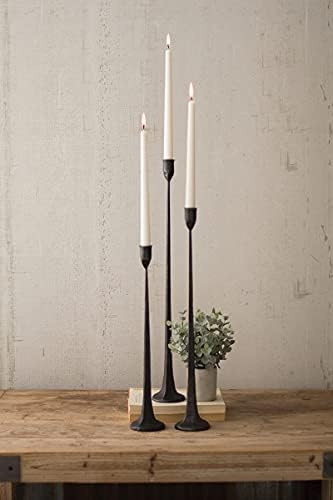 Kalalou Set of 3 Tall Cast Iron Taper Large Candle Holders | Amazon (US)