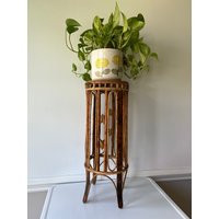 Vintage Boho Bamboo Rattan Plant Stand/Boho Chic Stand | Etsy (US)