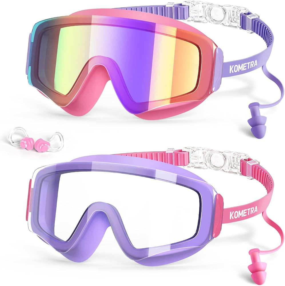 2 Pack Kids Swim Goggles for 3-15, Anti Fog UV Protection Pool Water Swimming Goggles for Boys Gi... | Amazon (US)