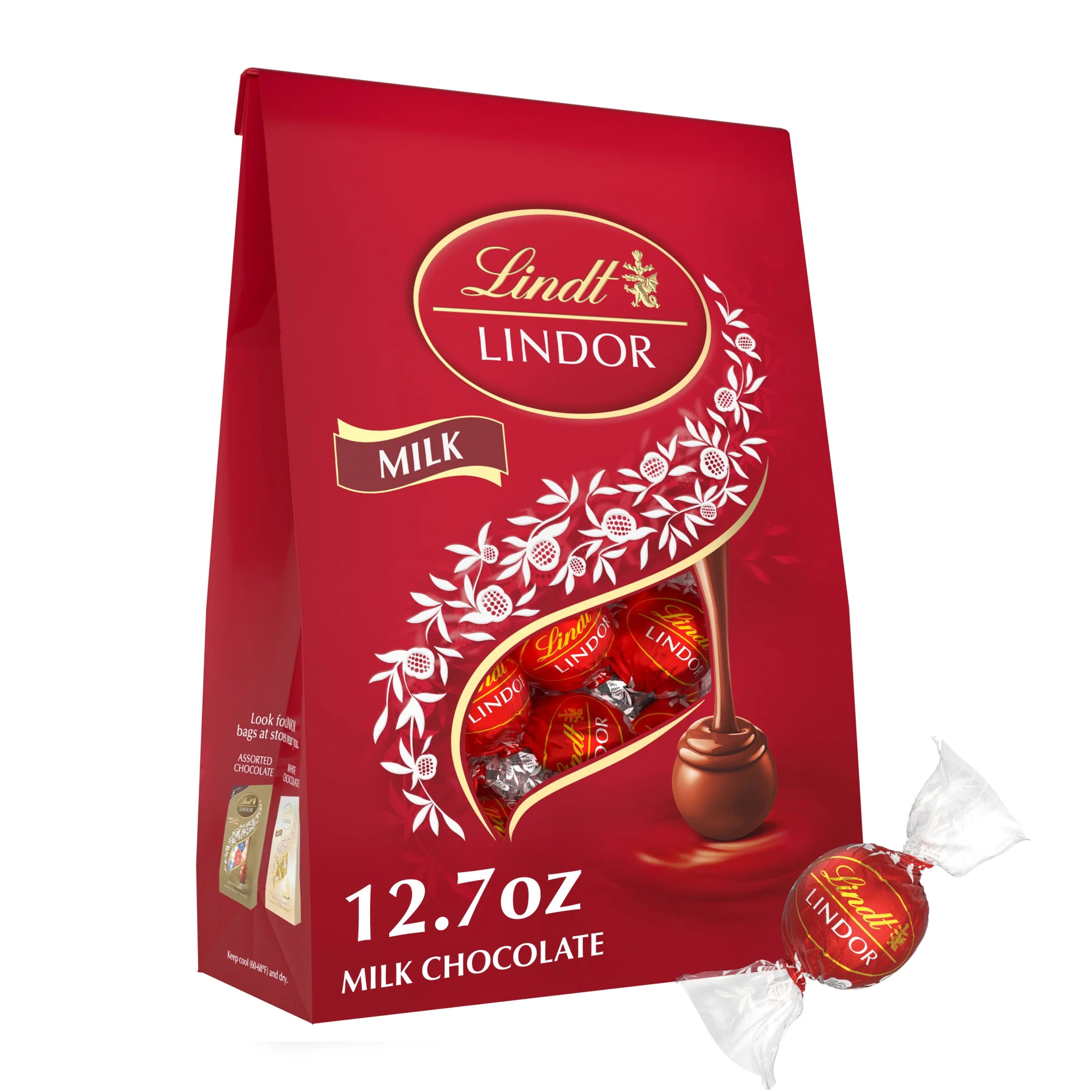 Lindt LINDOR Milk Chocolate Candy Truffles, 12.7 oz. Bag - Walmart.com | Walmart (US)