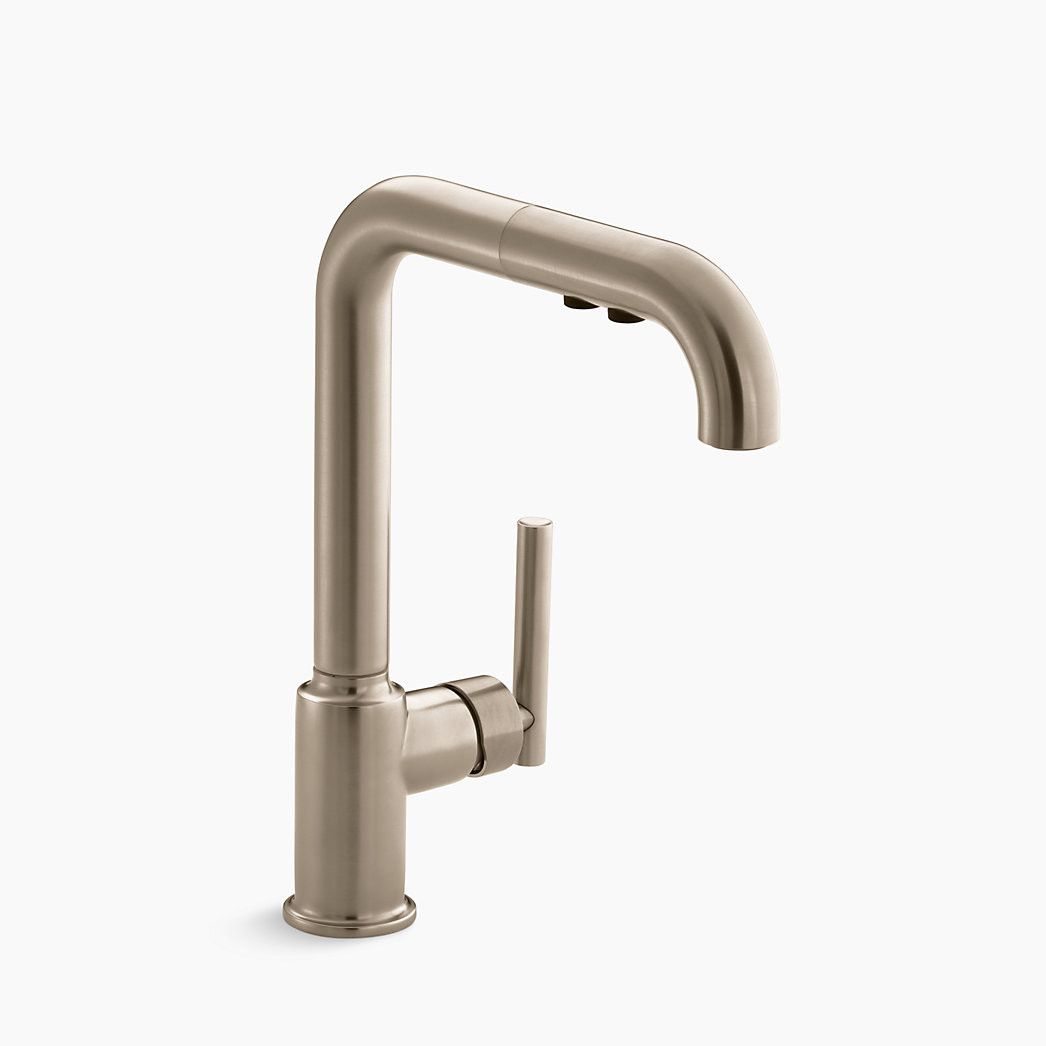Pull-out kitchen sink faucet with three-function sprayhead | Kohler