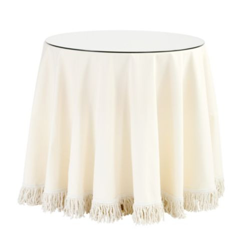 Essential Skirted Side Table with Tempered Glass Topper & Custom Tablecloth Options | Ballard Designs, Inc.