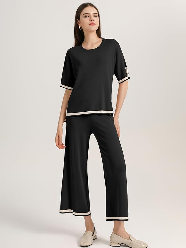 SuperPrity Women Sweater Set 2 or 3 Piece Outfits Short/Long Sleeve Knit Pullover Tops High Waist Wi | Amazon (US)