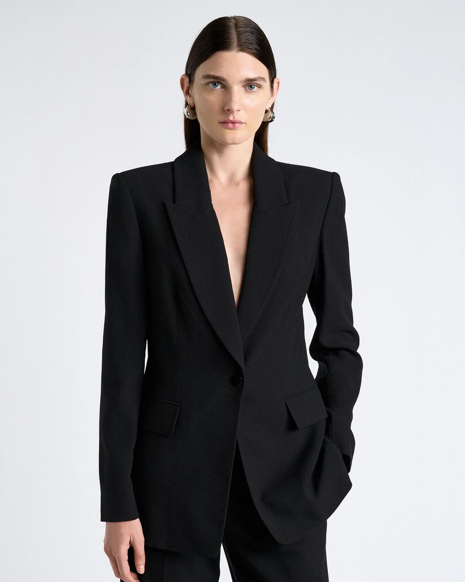 Viscose Twill Longline Blazer | Cue AU