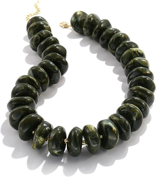 CONRAN KREMIX Colorful Chunky Beaded Necklace for Women,Large Acrylic Bead Choker Statement Neckl... | Amazon (US)