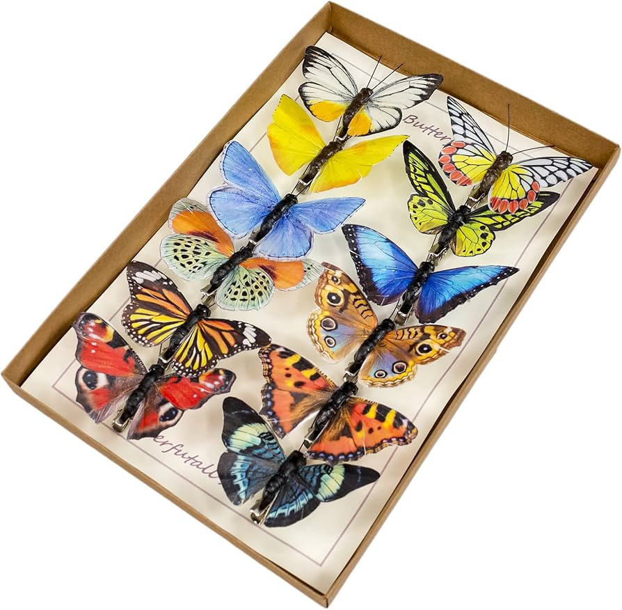 Berfutall-Artificial Feather 3D Butterfly Party Decorations Set of 12 with Clip 12 Color Ornament... | Amazon (US)