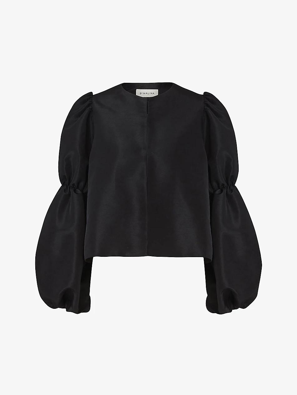Zoey balloon-sleeve satin blouse | Selfridges