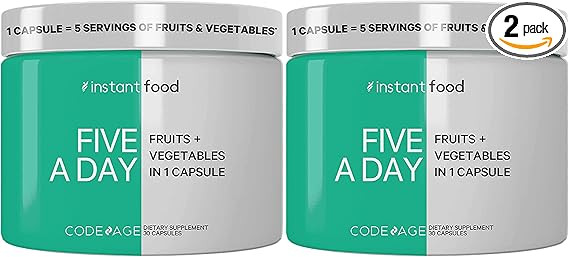 Codeage 5 Servings of Fruits & Veggies Equivalent in 1 Single Capsule, Whole Food Non-GMO, 15 Gre... | Amazon (US)