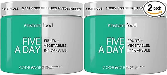 Codeage 5 Servings of Fruits & Veggies Equivalent in 1 Single Capsule, Whole Food Non-GMO, 15 Gre... | Amazon (US)
