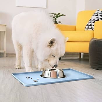 EIOKIT Dog Food Mat,Silicone Waterproof Dog Cat Food Tray,Non Slip Pet Bowl Mats Placemat,Size:(1... | Amazon (US)