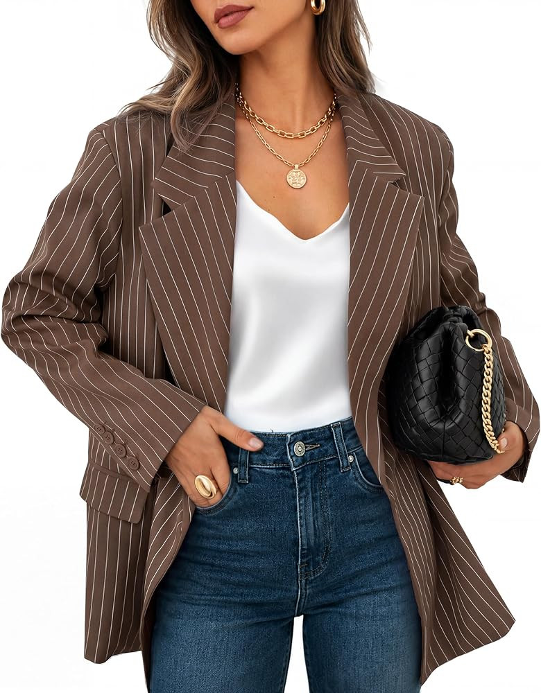 ZESICA Women's 2026 Fall Fashion Business Casual Striped Blazers | Amazon (US)