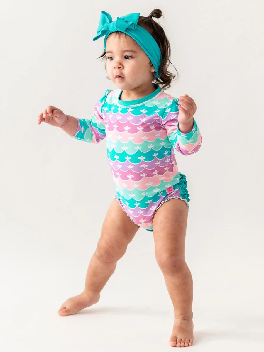 Long Sleeve One Piece Rash Guard | RuffleButts / RuggedButts