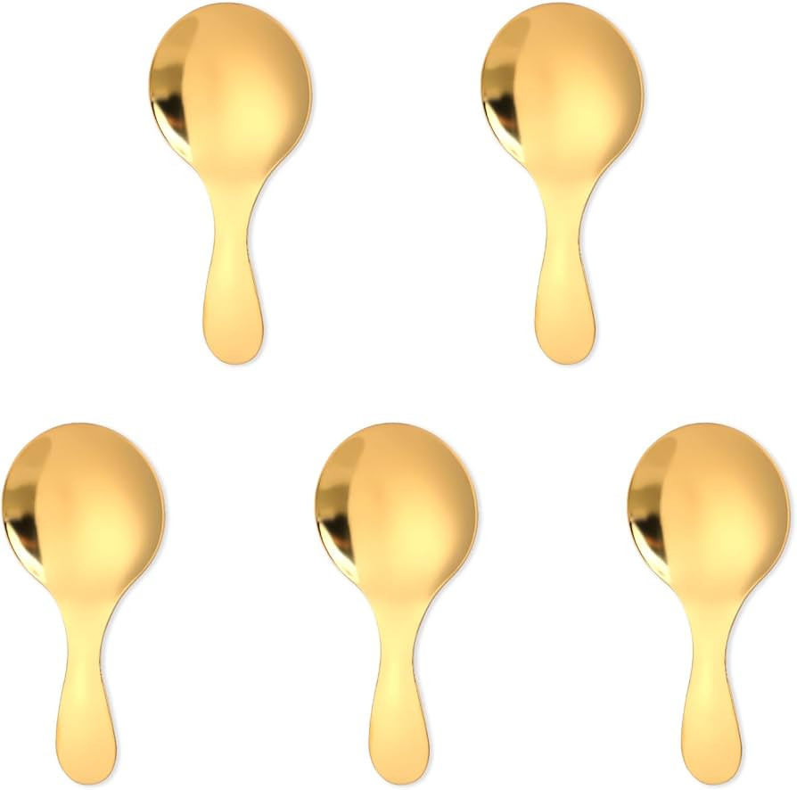 5 PCS Short Handle Spoons Gold Mini Scoops Stainless Spoons for Canisters Small Coffee Scoops Can... | Amazon (US)