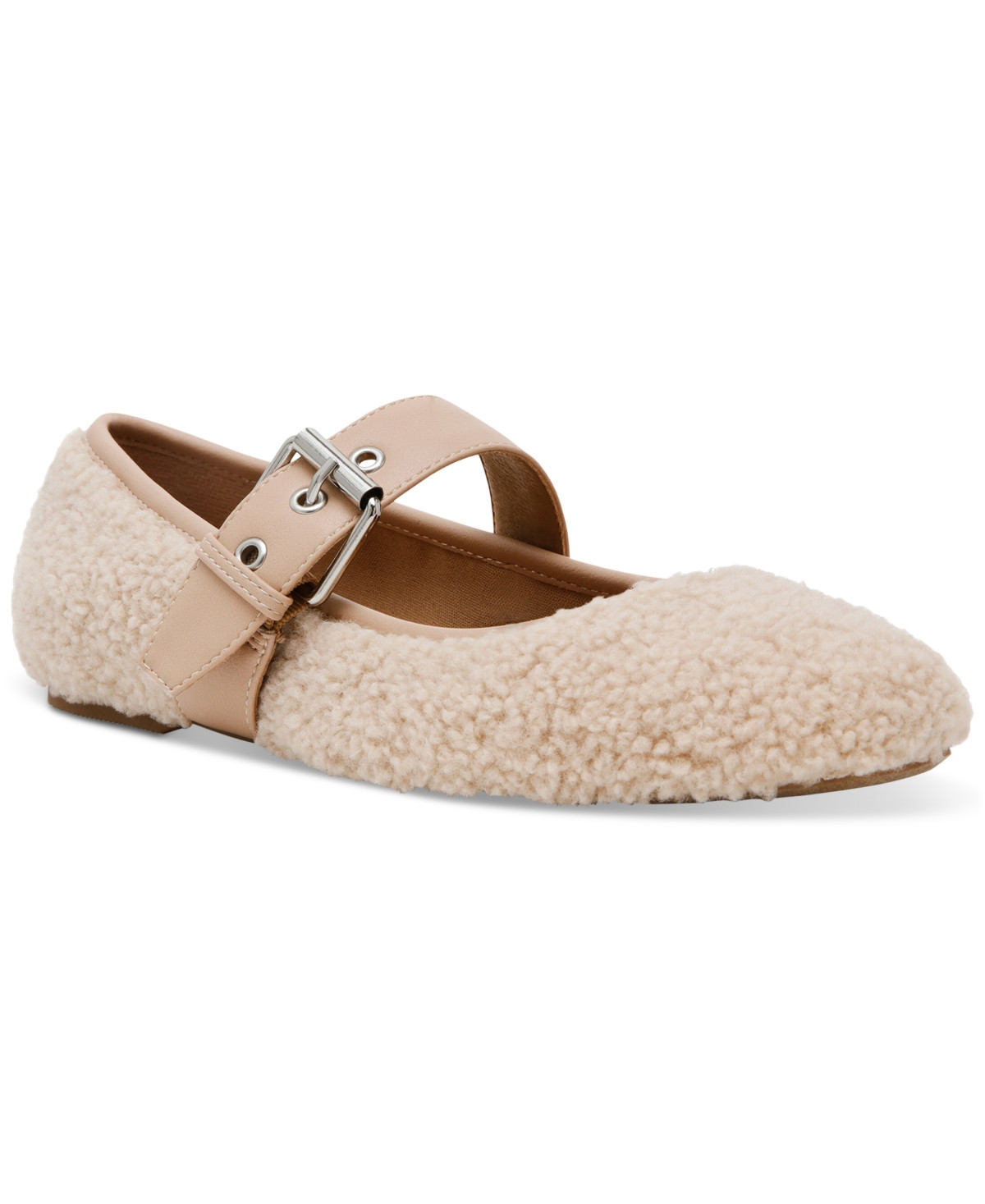 Dv Dolce Vita Women's Mellie Buckle Strap Cozy Mary Jane Flats - Natural Plush | Macy's