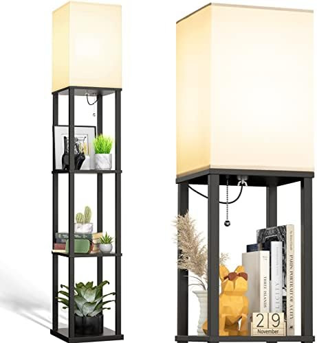 addlon LED Modern Shelf Floor Lamp with White Lamp Shade and LED Bulb - Display Floor Lamps with ... | Amazon (US)