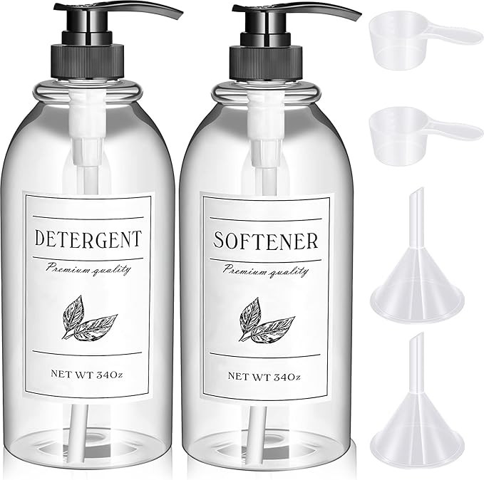 Plastic Laundry Soap Dispenser 2 Pack Laundry Bottles for Liquid Detergent and Fabric Softener Co... | Amazon (US)