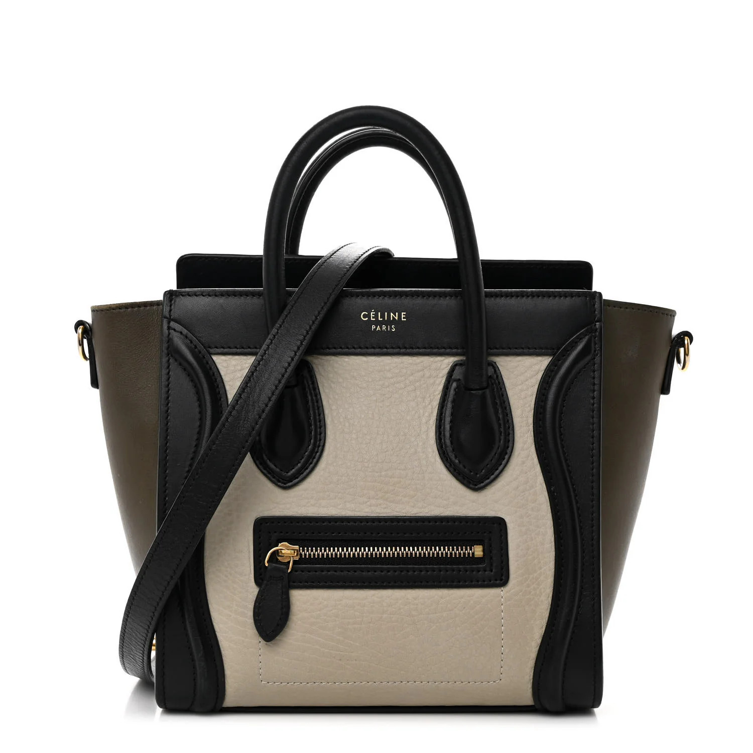 Smooth Drummed Calfskin Tri-Color Nano Luggage Olive | FASHIONPHILE (US)