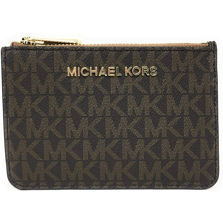 Michael Kors Jet Set Travel Coin Key Chain Card Holder Wallet Signature Brown | Walmart (US)