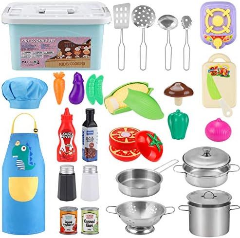 BGdoyz Kitchen Pretend Play Accessories Toys, Cooking Set with Stainless Steel Cookware Play Set ... | Amazon (US)