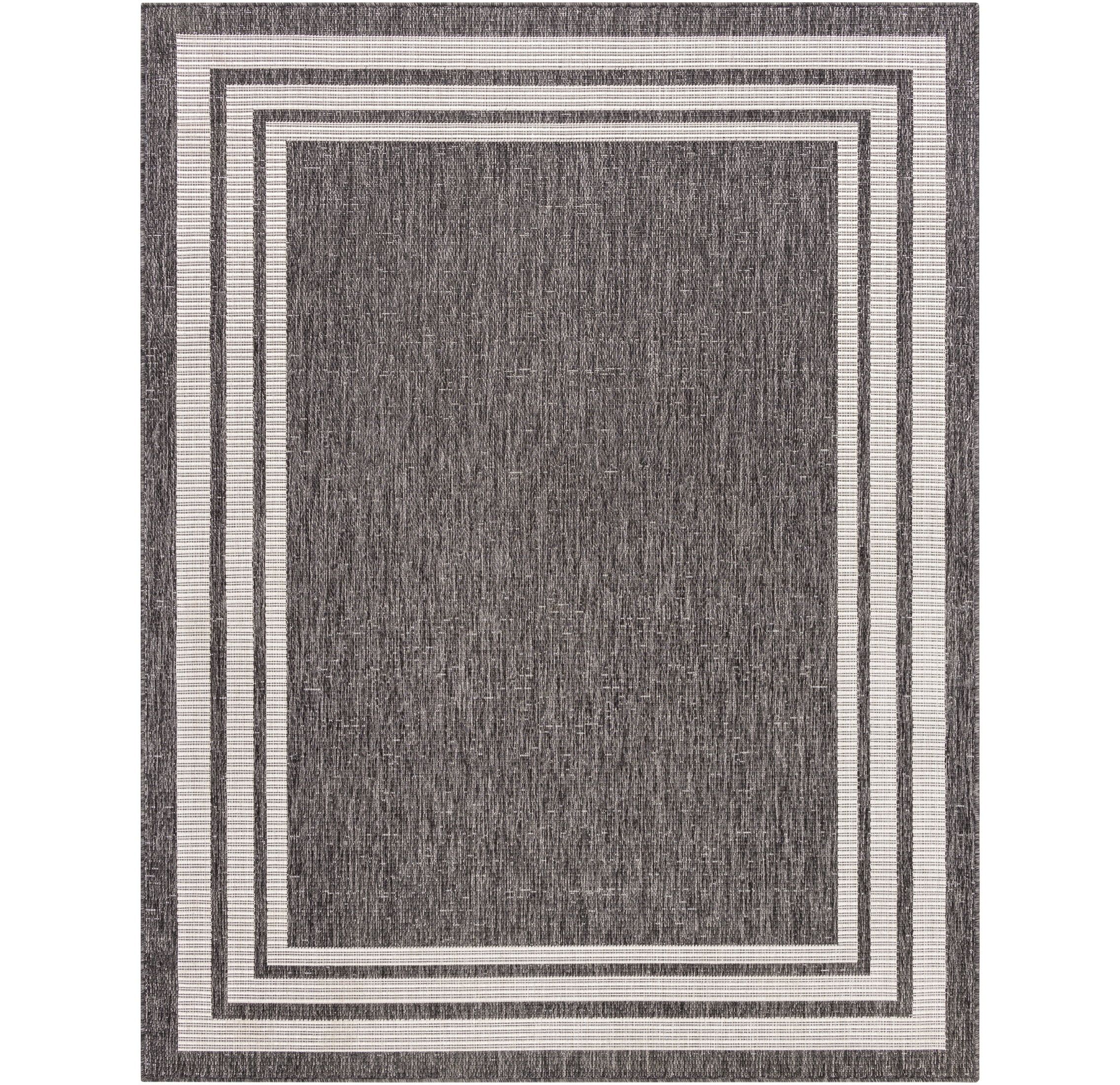 Mainstays Grey and White Bordered Indoor/Outdoor Rug, 5'x7' | Walmart (US)