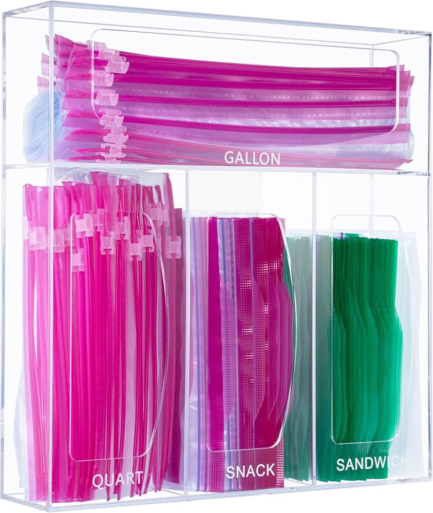 Aphbrada Acrylic Ziplock Bag Storage Organizer for Kitchen Drawer, Food Storage Bag Organizer Hol... | Amazon (US)
