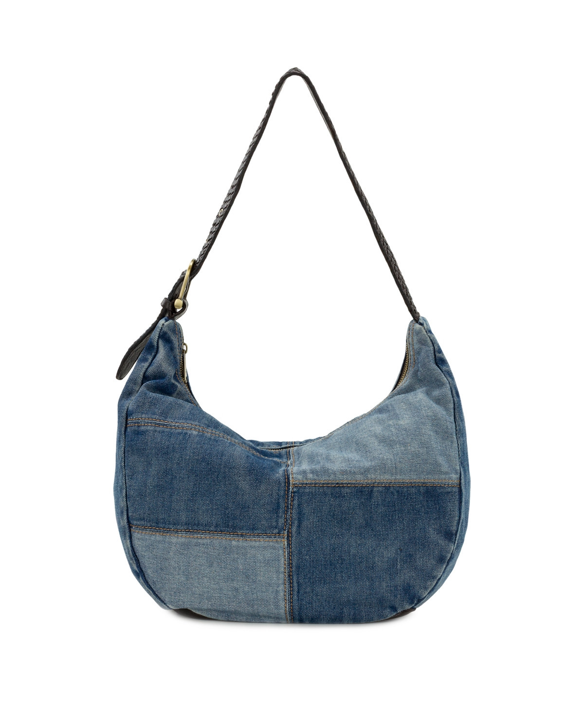 Patricia Nash Lou Denim Patchwork Hobo Handbag - Dark Denim/Light Denim | Macy's