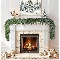 9 Ft Christmas Garland Real Touch Norfolk Pine Garland Christmas Decorations Faux Realistic Winter Pine Garlands for Mantle, Table, Stairs, Doorframe, Fireplace Indoor Outdoor Holiday Xmas Decor | Amazon (US)