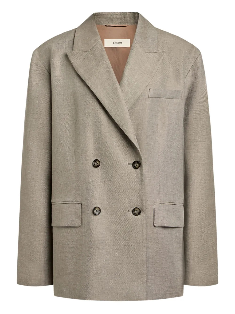 12 STOREEZ double-breasted Linen Blazer | Brown | FARFETCH | Farfetch Global