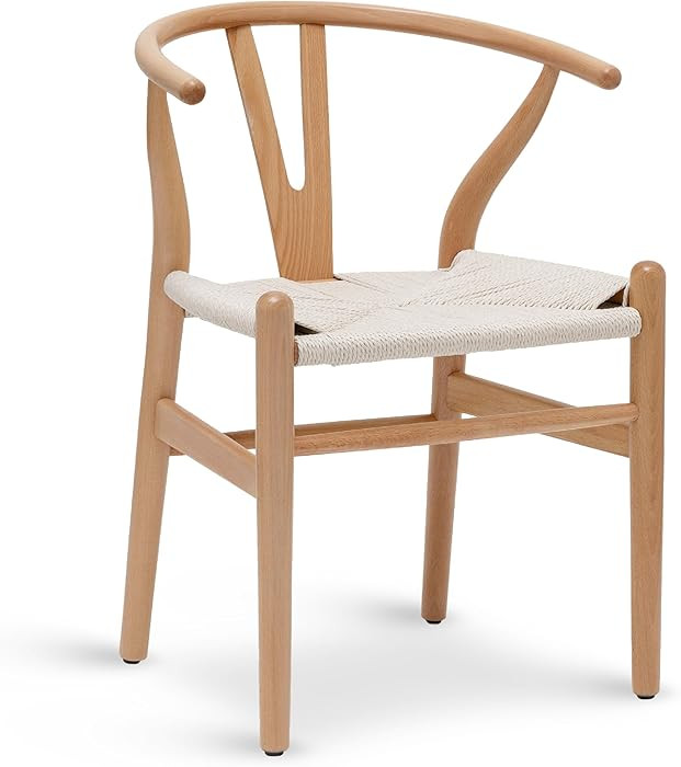 POLY & BARK Weave Dining Chair – Mid-Century Modern Wishbone Dining Chair with Arms, Solid Wood... | Amazon (US)