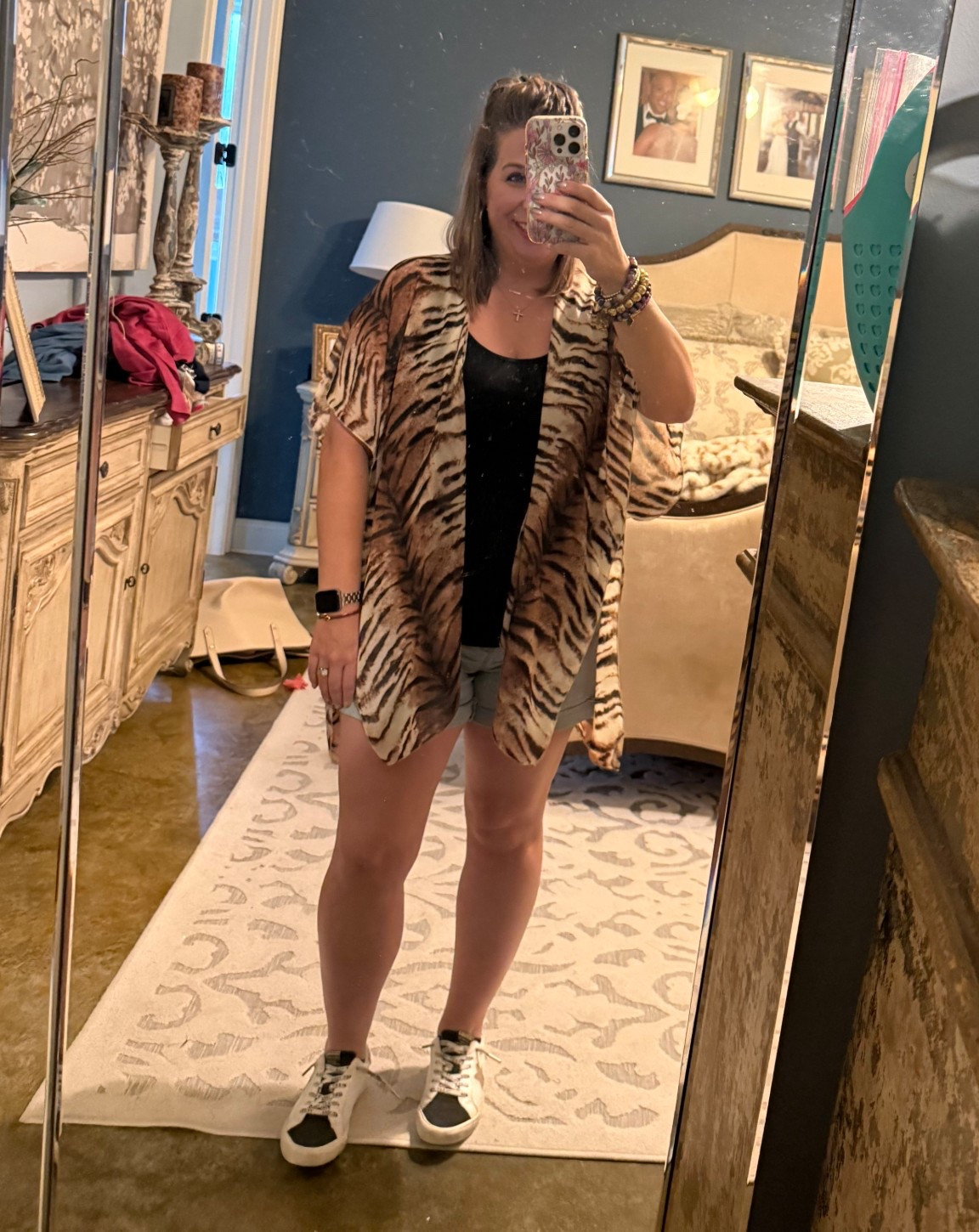Geaux Tigers! Pulled out this tiger print kimono for the game paired with a maternity tank and jean shorts to fit the growing bump. 🤰

#LTKFindsUnder100 #LTKBump #LTKStyleTip