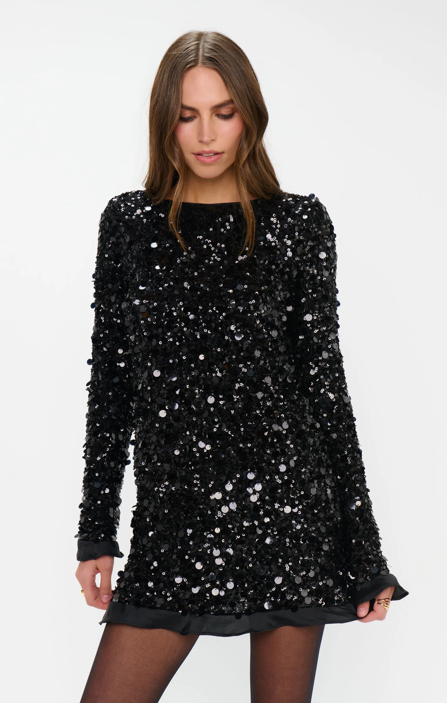 Maddison Ruffle Dress ~ Black Metallic Sequins | Show Me Your Mumu