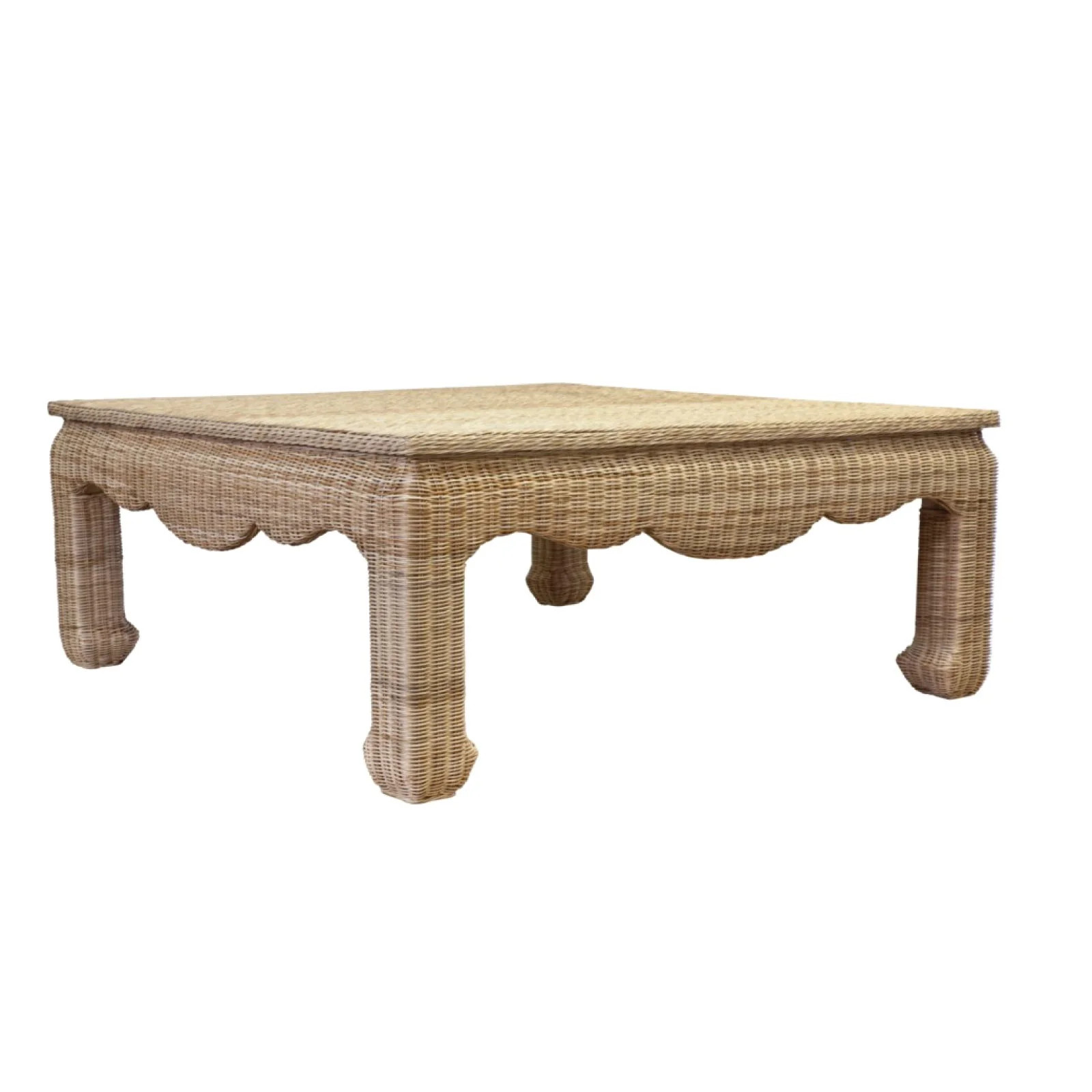 Scalloped Edge Wicker Coffee Table | Brooke and Lou