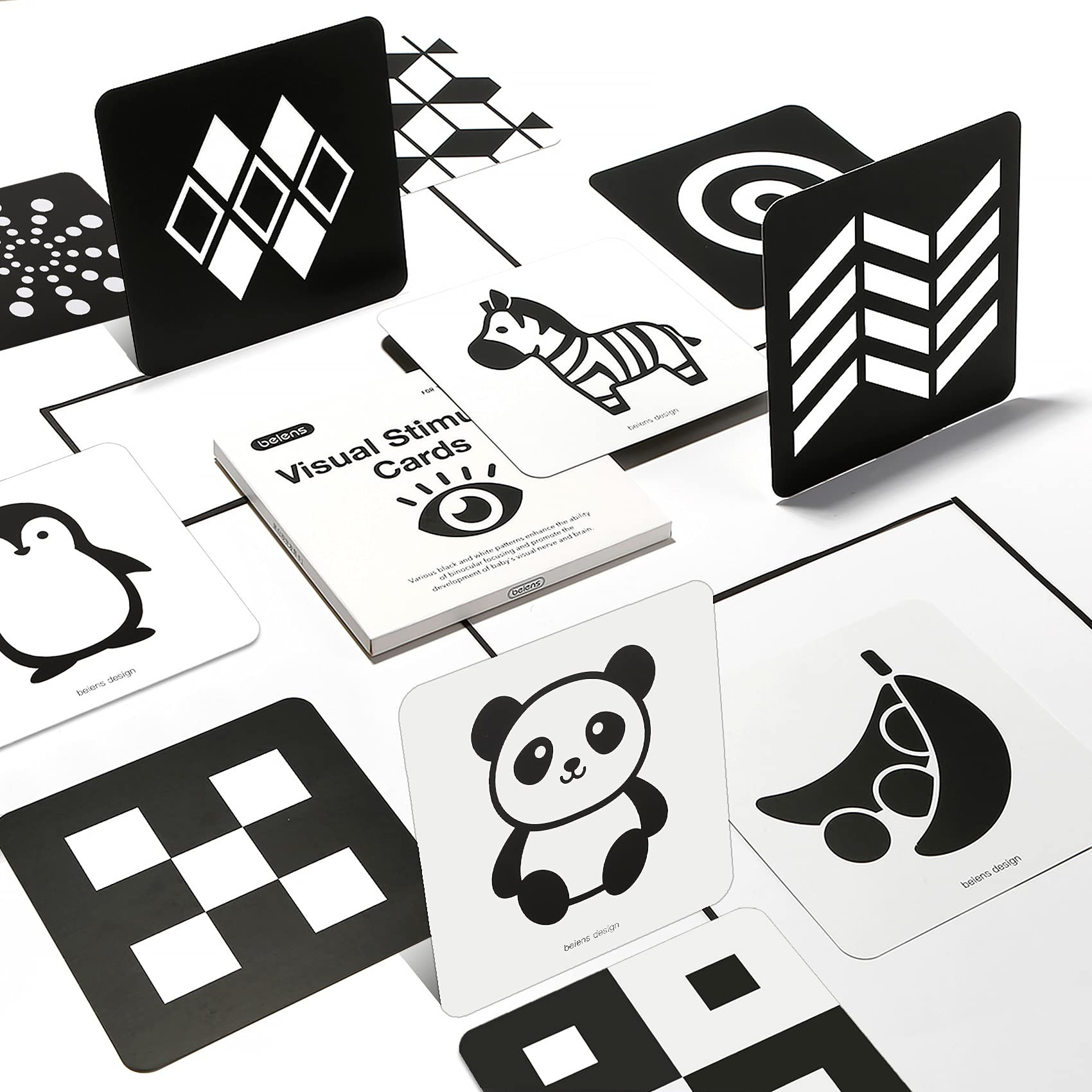 beiens High Contrast Baby Flashcards, Black and White Newborn Brain Development Toys, Visual Stimula | Amazon (US)