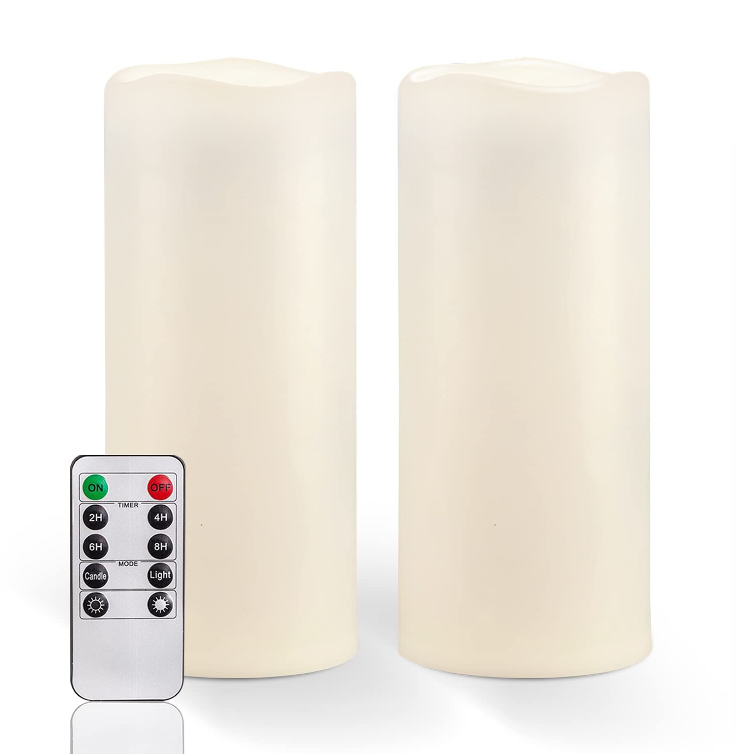 Homemory 10" x 4" Large Waterproof Outdoor Flameless Candles with Remote Control and Timer, Battery Operated Flickering LED Pillar Candles for Outdoor Larterns, Porch, Long Lasting, Set of 2 | Amazon (US)