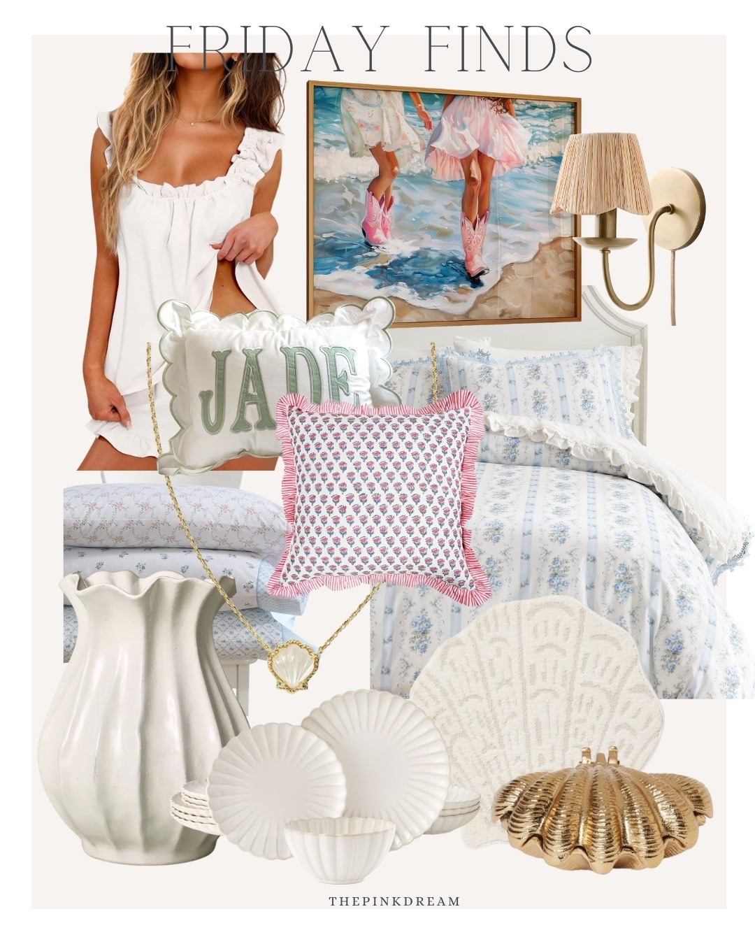 Friday finds, random things I’m loving and saving this week. The new tulip vase from Target, scalloped pillows, scalloped sconces 

#LTKHome