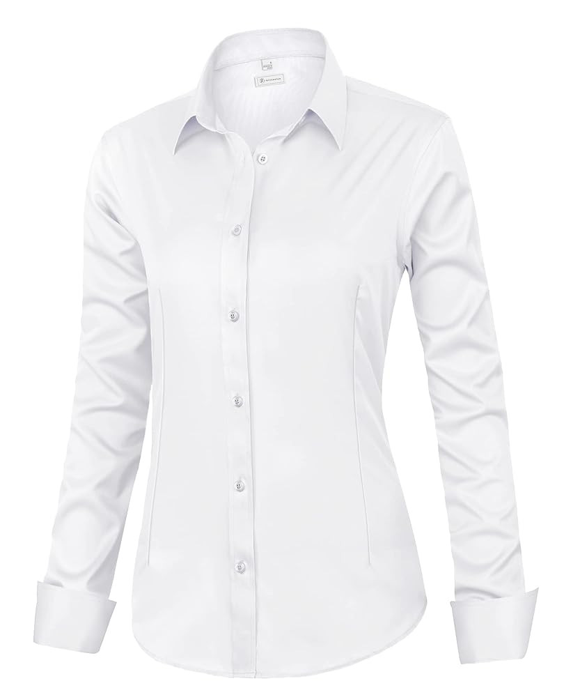 siliteelon Womens Classic-Fit Dress Shirts Long Sleeve Button Down Wrinkle-Free Stretch Solid Cas... | Amazon (US)