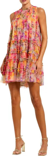 Mac Duggal Sleeveless High Neck Printed Mesh Mini Dress | Nordstrom | Nordstrom