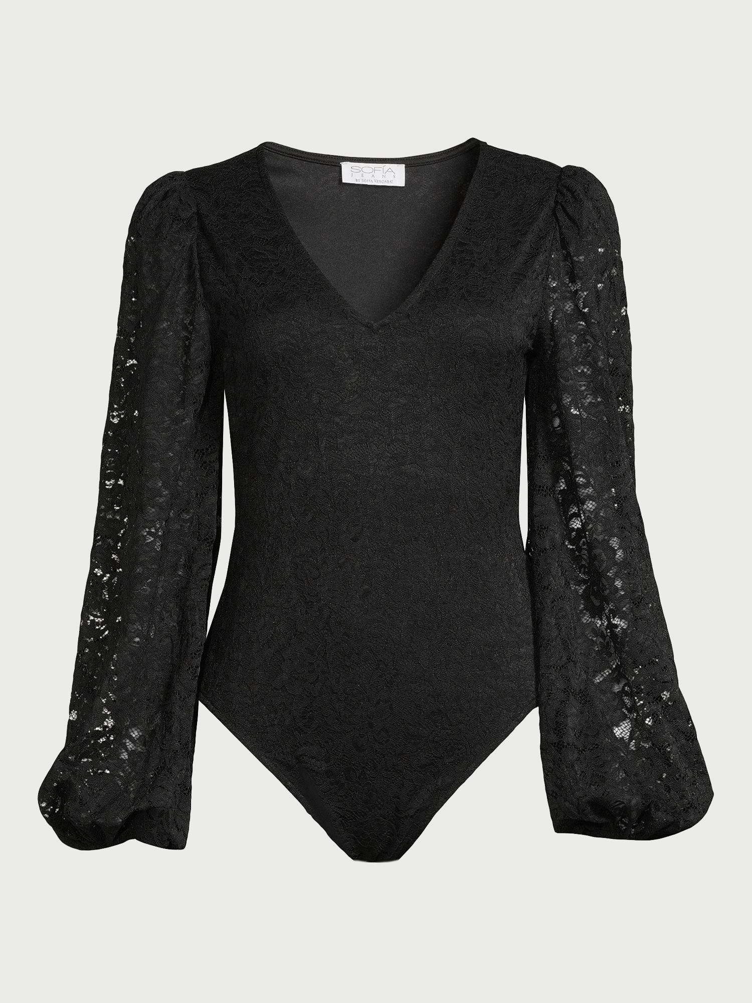Sofia Jeans Women's Lace Bodysuit with Blouson Sleeves, Sizes XS-3XL | Walmart (US)