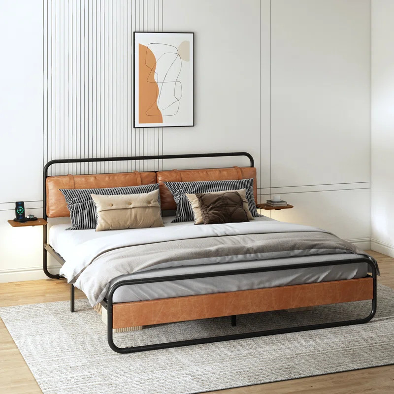 Bed Frame Leather Upholstered Headboard | Wayfair North America