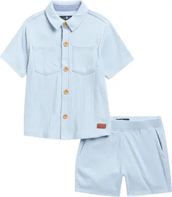 7 For All Mankind Kids' Co-Ord Button-Up Shirt & Shorts Set | Nordstromrack | Nordstrom Rack