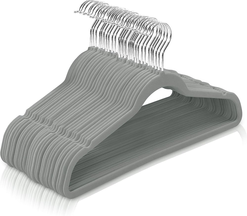 Utopia Home Premium Velvet Hangers 50 Pack - Non-Slip & Durable Clothes Hangers - Grey Hangers wi... | Amazon (US)