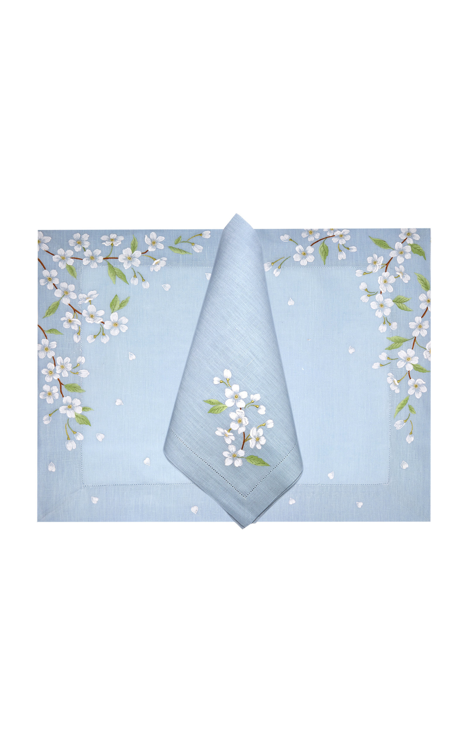 Izumi Ice Blue Placemat And Napkin Set | Moda Operandi Global