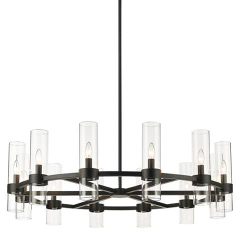 Z-Lite Datus 43.5" Wide 12-Light Matte Black Modern Ring Chandelier | Lamps Plus