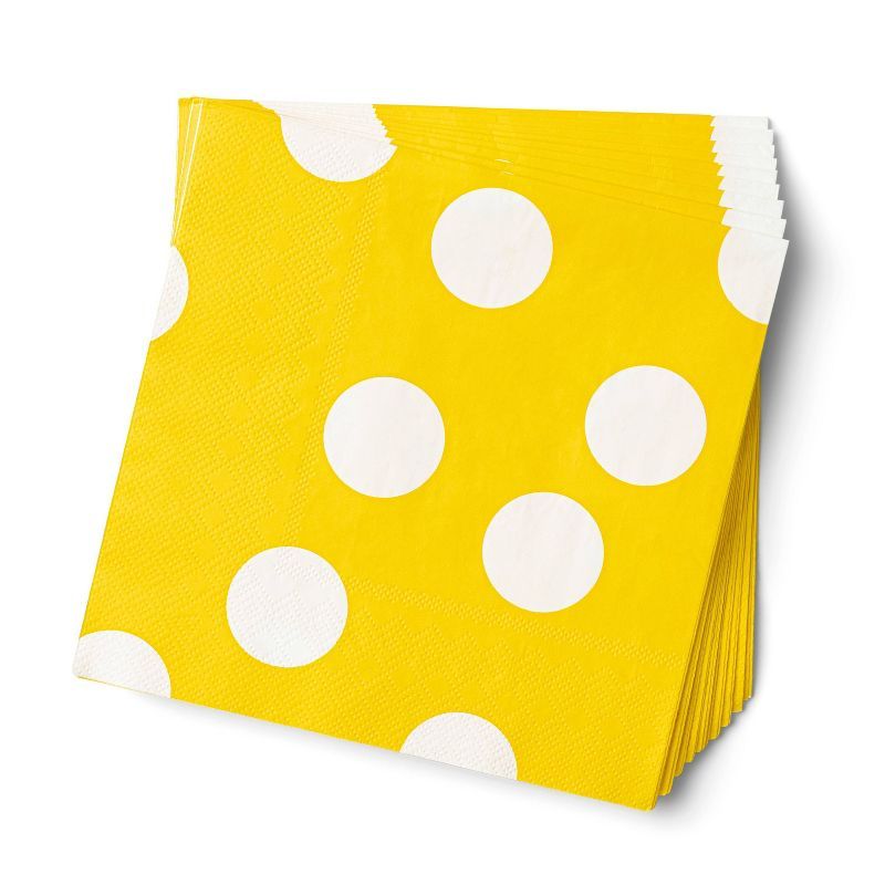 14pk Dots Disposable Lunch Napkins Yellow/White - Tabitha Brown for Target | Target