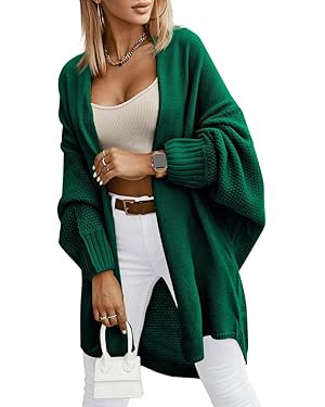 Miladusa Oversized Cardigans for Women Fall 2024 Trendy Open Front Batwing Sleeve Long Cardigan S... | Amazon (US)