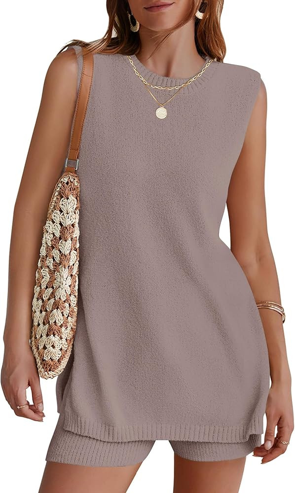 NENONA Women's 2 Piece Sweater Lounge Sets Tunic Tops and Shorts | Amazon (US)