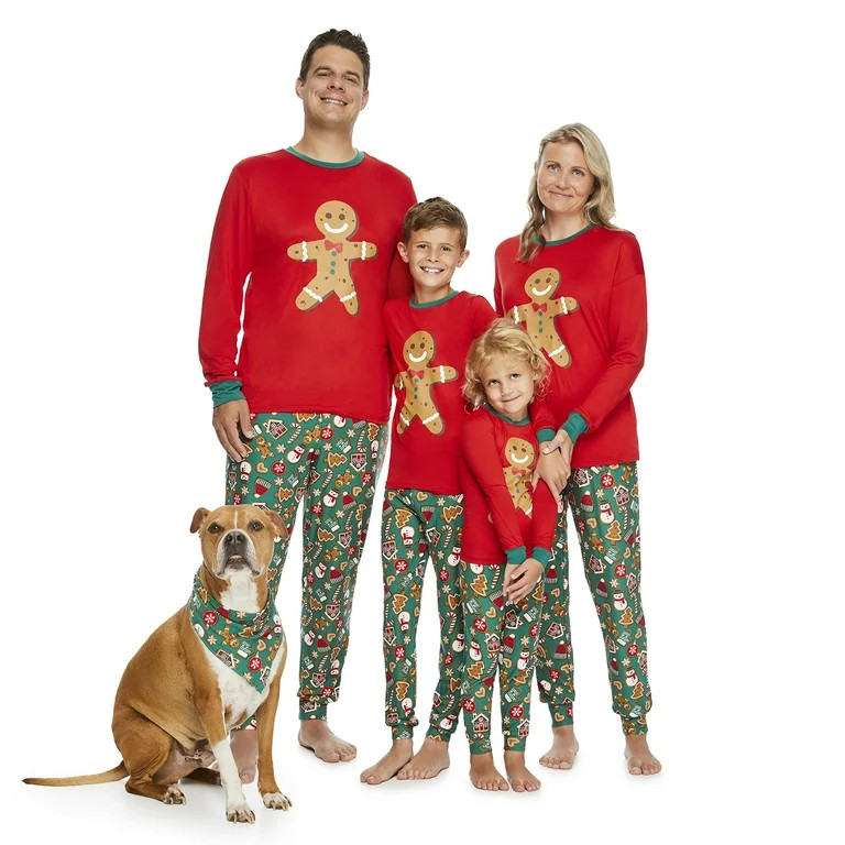 Jolly Jammies Men's Gingerbread Holiday Matching Family Pajamas Set, 2-Piece, Sizes S-XXL | Walmart (US)